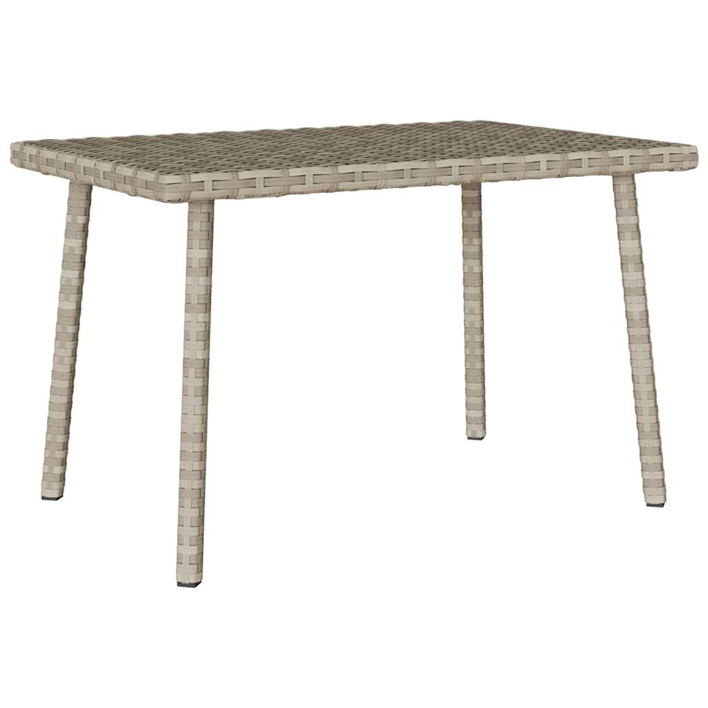 Havesofabord 60x40x37 cm firkantet polyrattan lysegrå