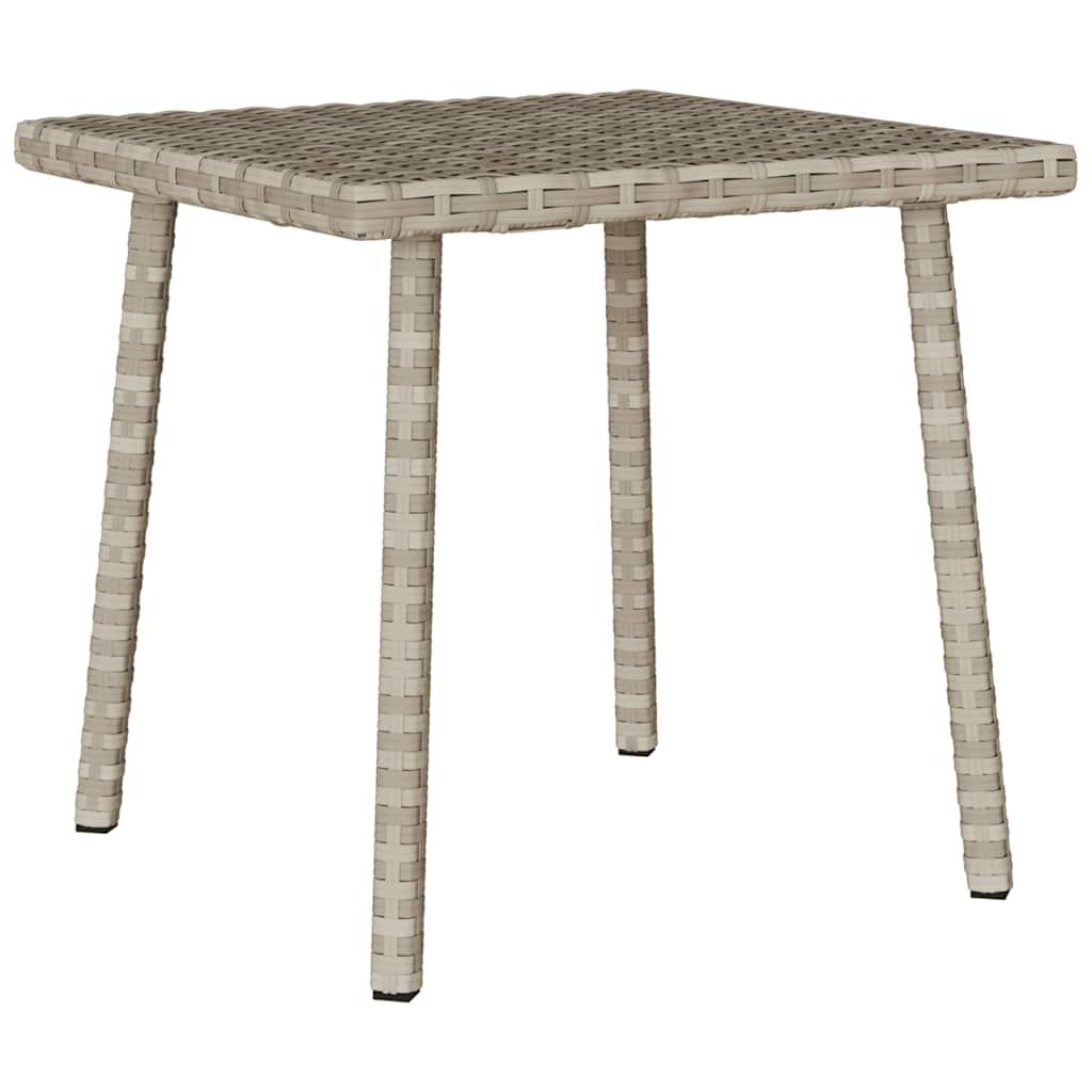 Havesofabord 40x40x37 cm firkantet polyrattan lysegrå