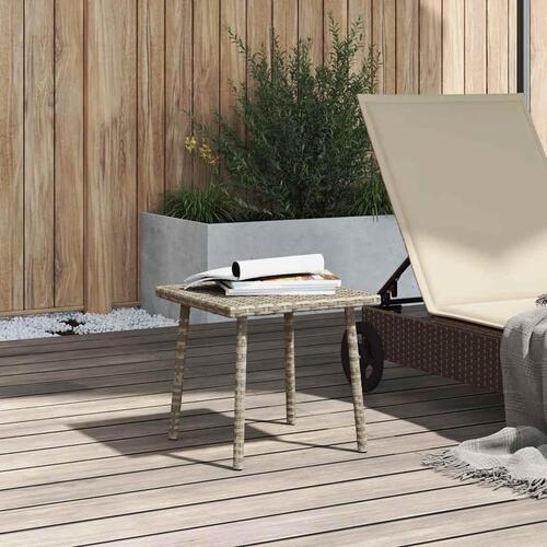 Havesofabord 40x40x37 cm firkantet polyrattan lysegrå