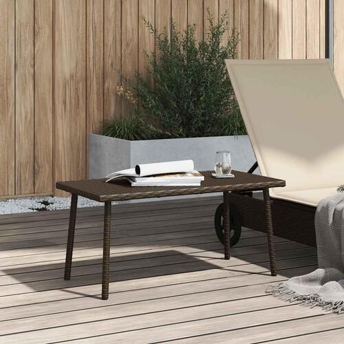 Havesofabord 80x40x37 cm firkantet polyrattan brun