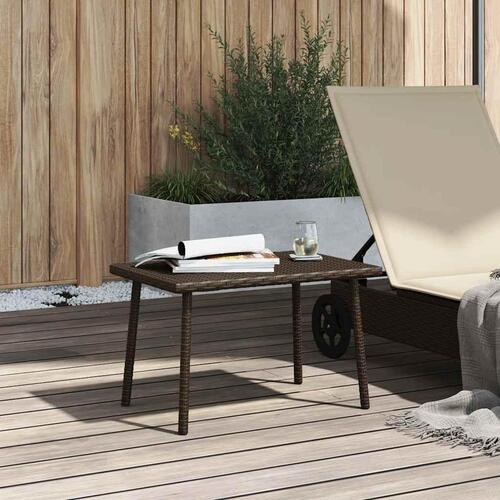 Havesofabord 60x40x37 cm firkantet polyrattan brun