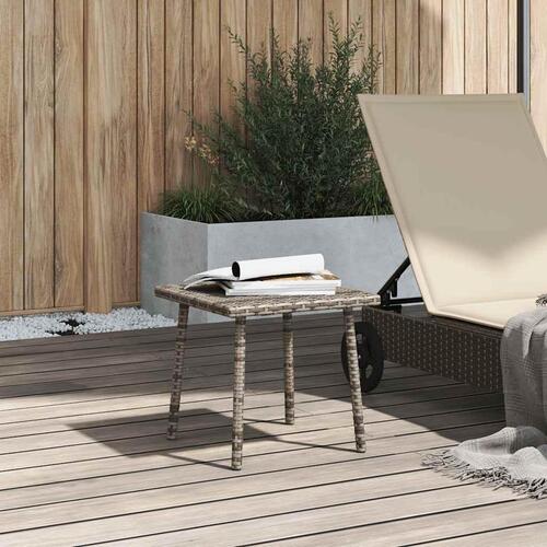 Havesofabord 40x40x37 cm firkantet polyrattan grå