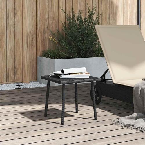 Havesofabord 40x40x37 cm firkantet polyrattan sort