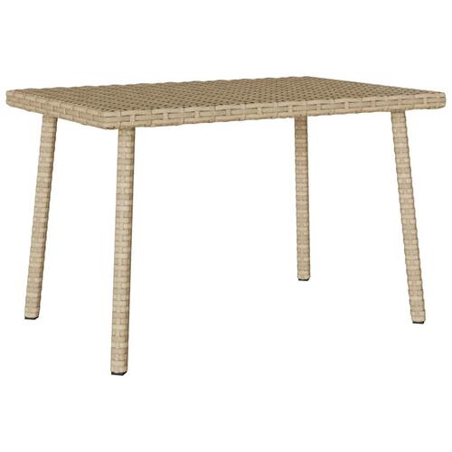 Havesofabord 60x40x37 cm firkantet polyrattan beige