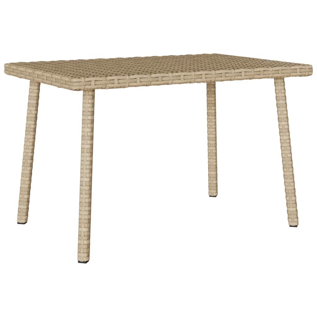 Havesofabord 60x40x37 cm firkantet polyrattan beige