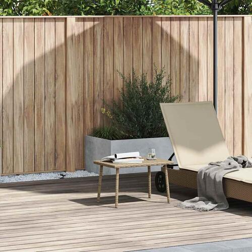 Havesofabord 60x40x37 cm firkantet polyrattan beige