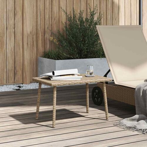 Havesofabord 60x40x37 cm firkantet polyrattan beige