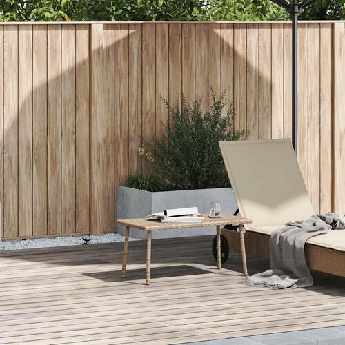 Havesofabord 80x40x37 cm firkantet polyrattan beige