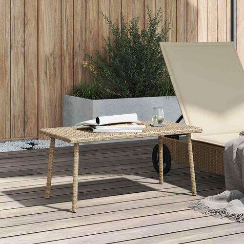 Havesofabord 80x40x37 cm firkantet polyrattan beige