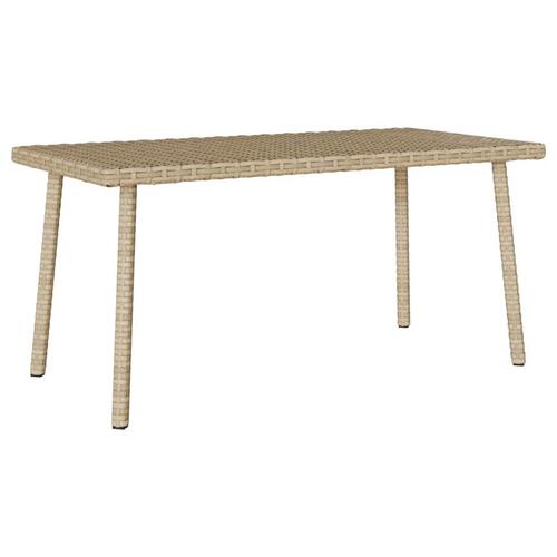 Havesofabord 80x40x37 cm firkantet polyrattan beige