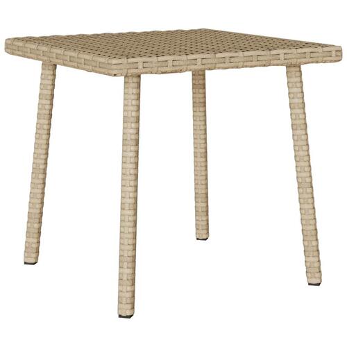 Havesofabord 40x40x37 cm firkantet polyrattan beige