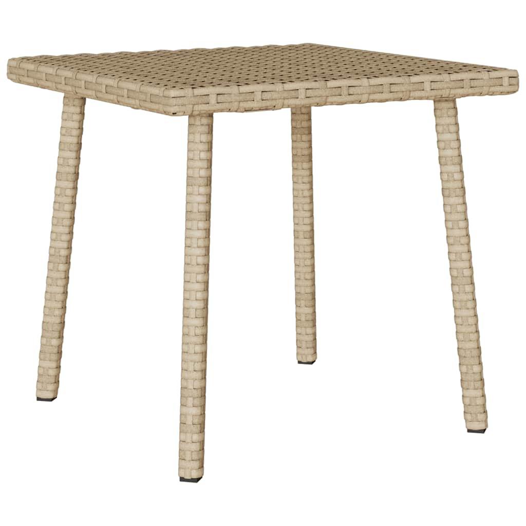 Havesofabord 40x40x37 cm firkantet polyrattan beige