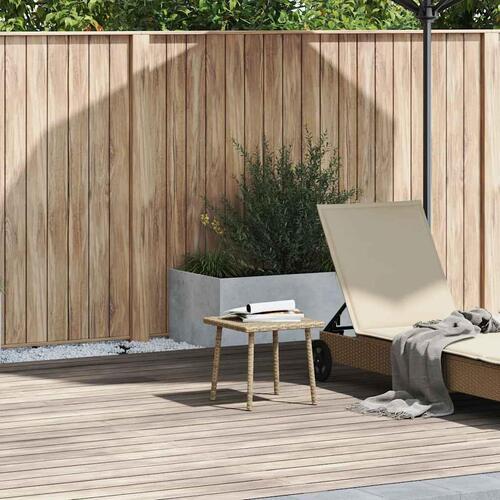 Havesofabord 40x40x37 cm firkantet polyrattan beige