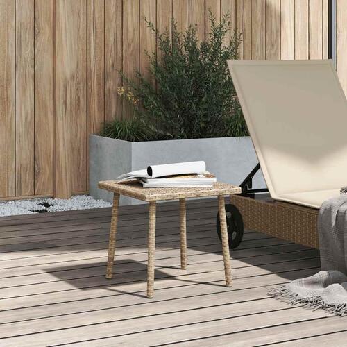 Havesofabord 40x40x37 cm firkantet polyrattan beige