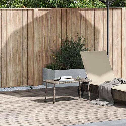 Havesofabord 80x40x37 cm firkantet polyrattan grå