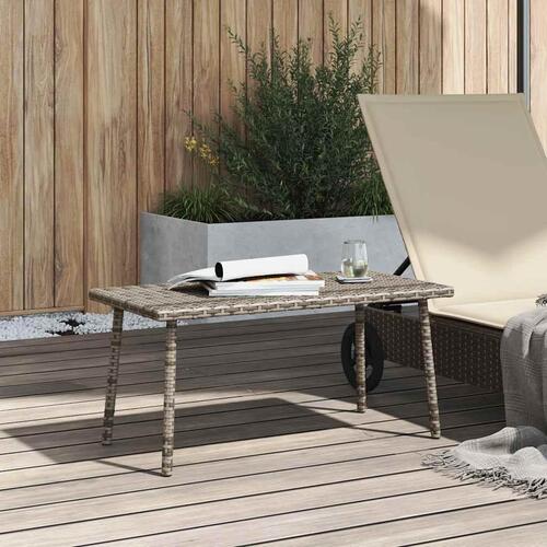 Havesofabord 80x40x37 cm firkantet polyrattan grå
