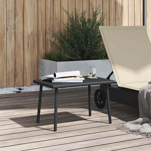Havesofabord 60x40x37 cm firkantet polyrattan sort