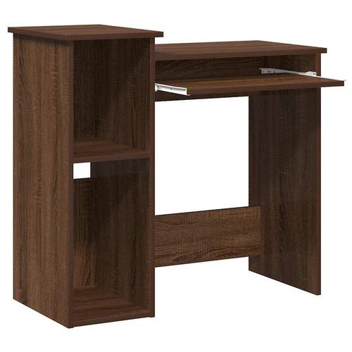 Skrivebord m. hylder 84x40x78 cm konstrueret træ brun egetræ