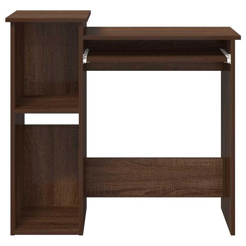 Skrivebord m. hylder 84x40x78 cm konstrueret træ brun egetræ