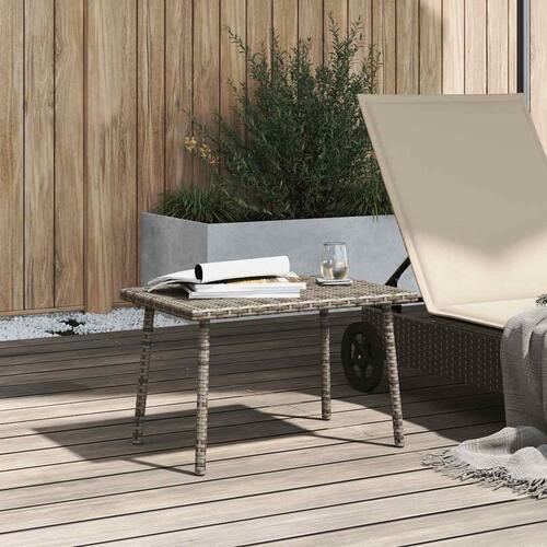 Havesofabord 60x40x37 cm firkantet polyrattan grå