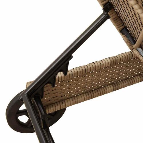 Liggestol med hjul og hynde polyrattan beige