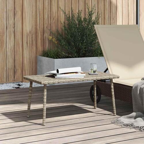Havesofabord 80x40x37 cm firkantet polyrattan lysegrå
