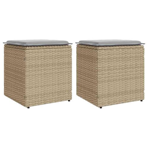 Havestole med hynder 2 stk. 40x40x43 cm polyrattan beige
