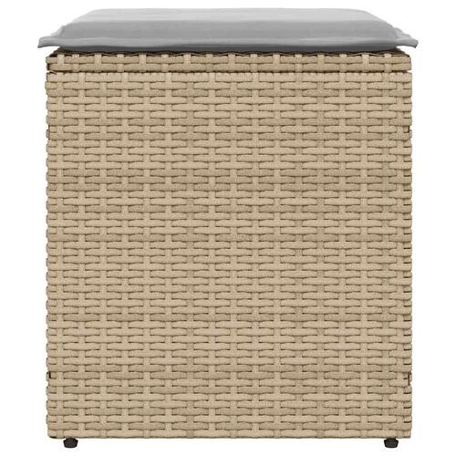 Havestole med hynder 2 stk. 40x40x43 cm polyrattan beige