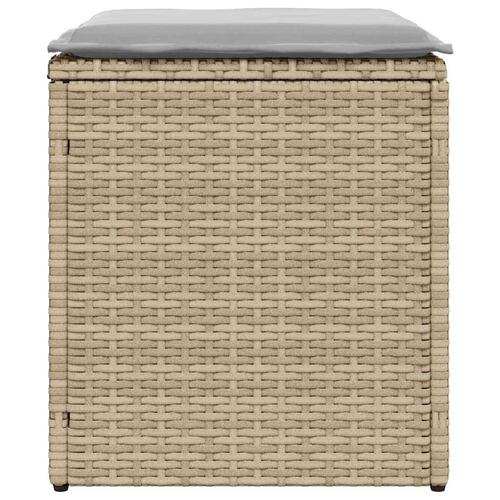 Havestole med hynder 2 stk. 40x40x43 cm polyrattan beige