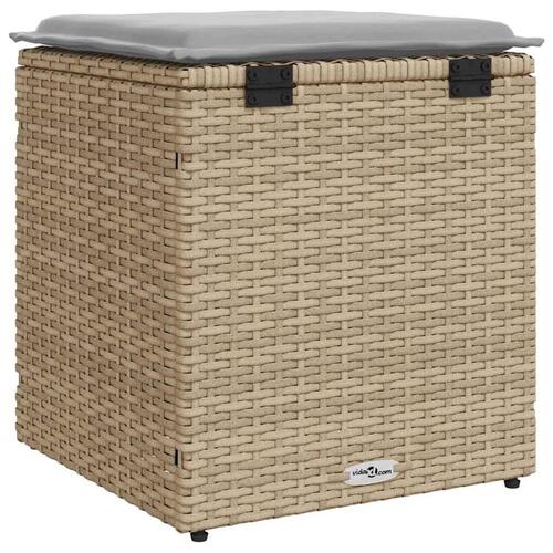 Havestole med hynder 2 stk. 40x40x43 cm polyrattan beige