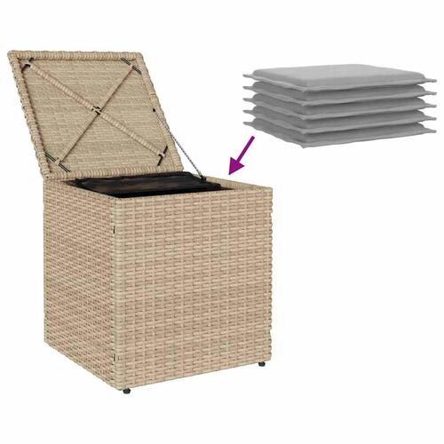 Havestole med hynder 2 stk. 40x40x43 cm polyrattan beige