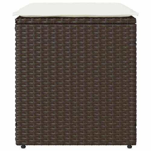 Havestole med hynder 2 stk. 40x40x43 cm polyrattan brun