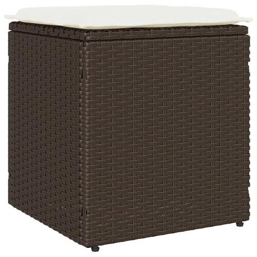 Havestole med hynder 2 stk. 40x40x43 cm polyrattan brun