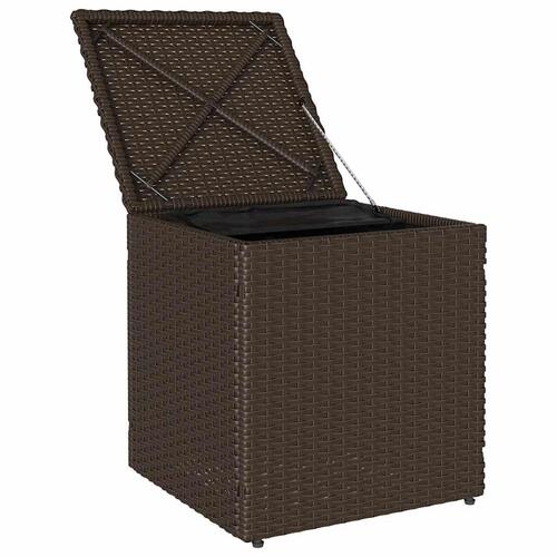 Havestole med hynder 2 stk. 40x40x43 cm polyrattan brun