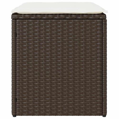 Havestole med hynder 2 stk. 40x40x43 cm polyrattan brun