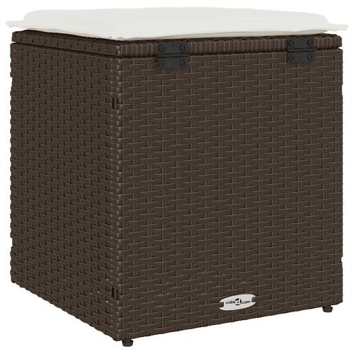 Havestole med hynder 2 stk. 40x40x43 cm polyrattan brun