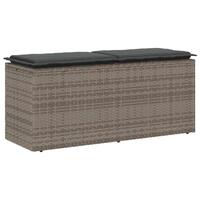 Havebænk med hynde 110x40x44 cm polyrattan grå