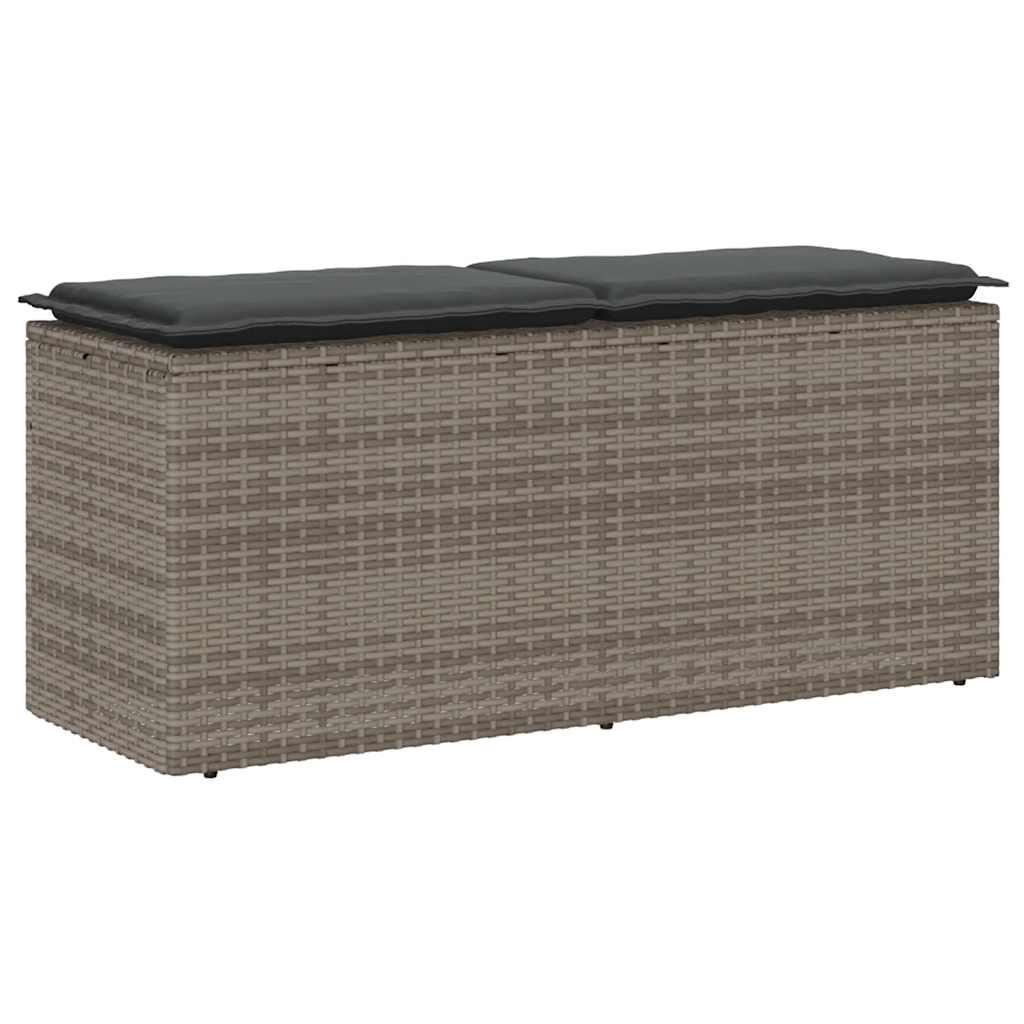 Havebænk Med Hynde 110X40X44 Cm Polyrattan - Grå