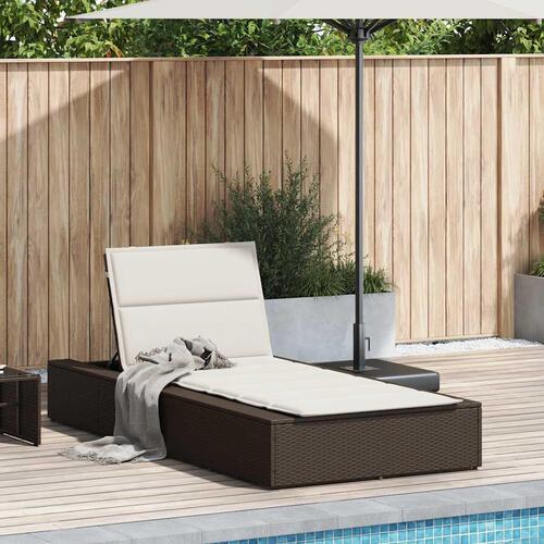 Solseng med flydende hynde polyrattan brun