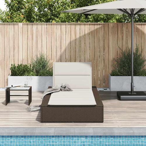 Solseng med flydende hynde polyrattan brun