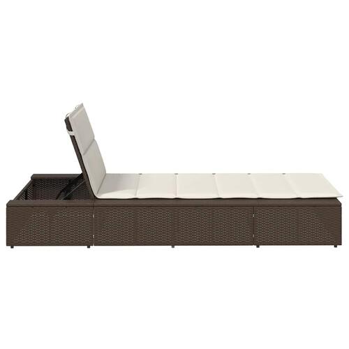 Solseng med flydende hynde polyrattan brun