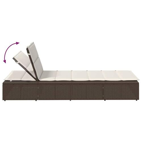 Solseng med flydende hynde polyrattan brun