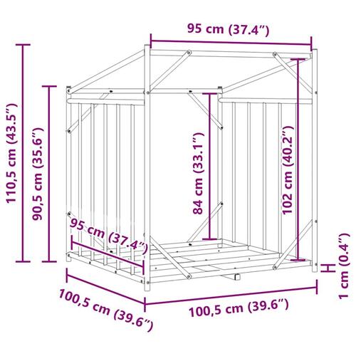 Brændestativ med regnslag 100,5x100,5x110,5cm galvaniseret stål