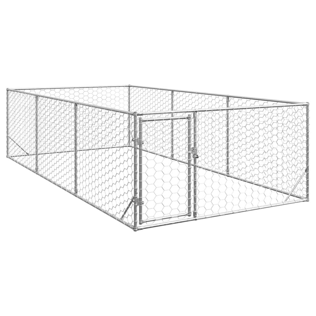 Udendørs hundegård med dør 2x4x1 m galvaniseret stål