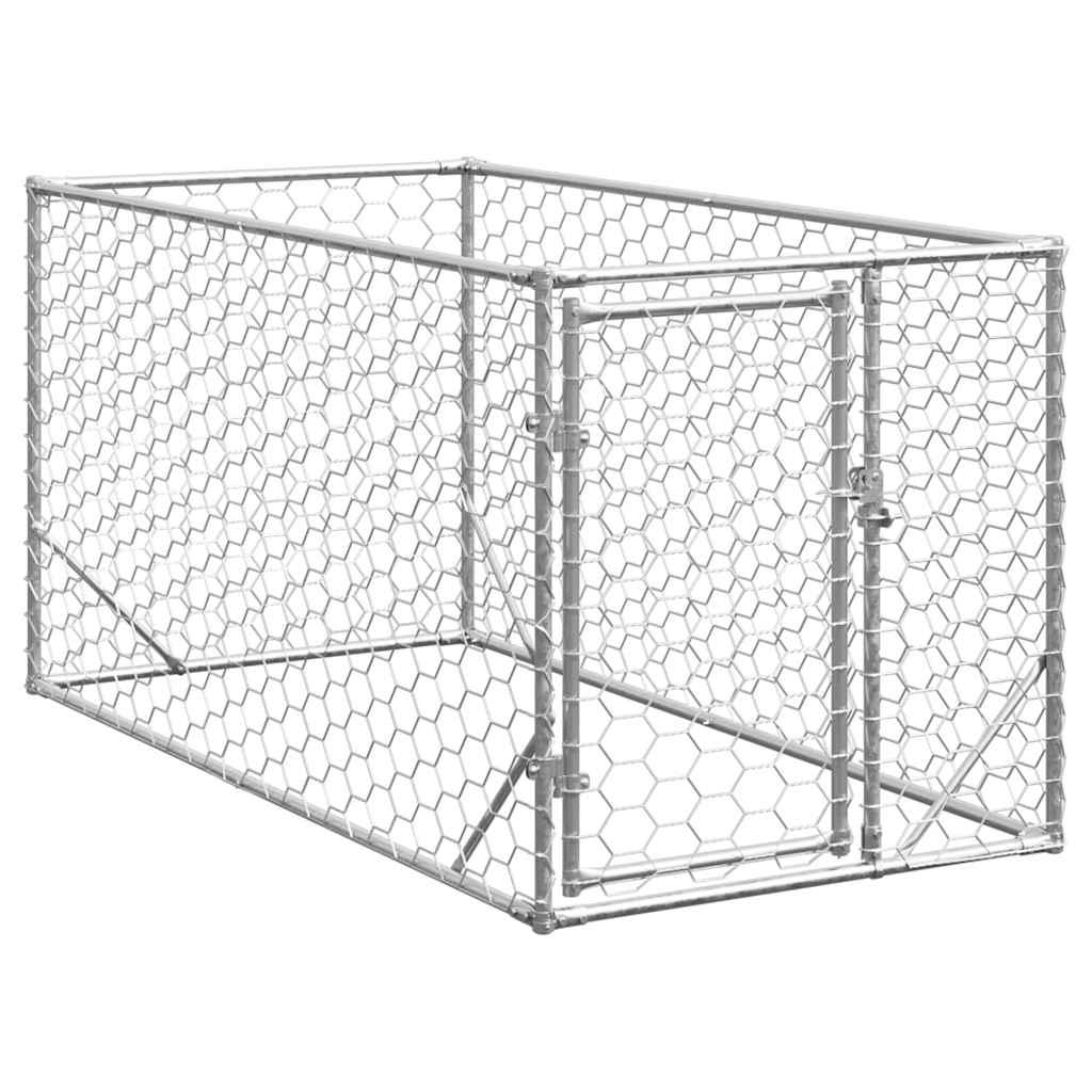 Udendørs hundegård med dør 2x1x1 m galvaniseret stål