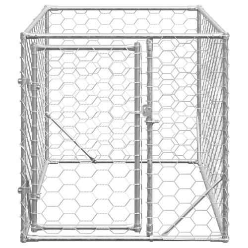 Udendørs hundegård med dør 2x1x1 m galvaniseret stål