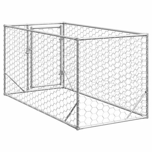 Udendørs hundegård med dør 2x1x1 m galvaniseret stål