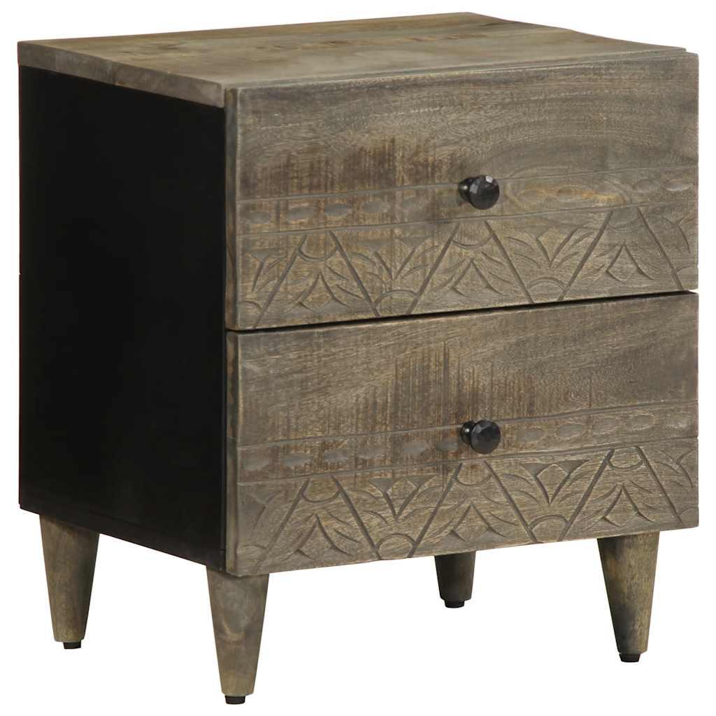 Sengebord 40X33X46 Cm Massivt Mangotræ Lysegrå - 1