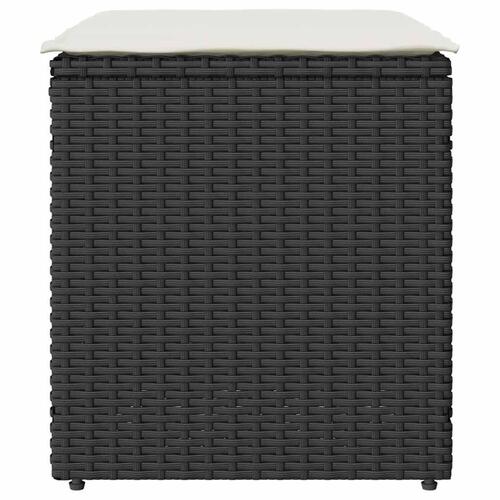 Havestole med hynder 2 stk. 40x40x43 cm polyrattan sort