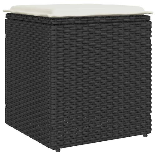 Havestole med hynder 2 stk. 40x40x43 cm polyrattan sort